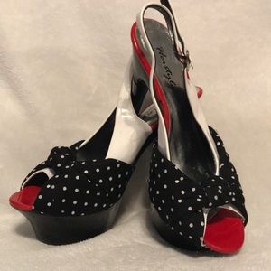 Red Black and White Polka Dot Stilettos